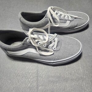 Vans Ward Low Top Gray Chambray Canvas Skate Sneakers Womens 9 500714